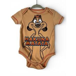 Disney Baby Timon Hakuna Matata One Piece Snap Body Suit T-Shirt 3-6 Months